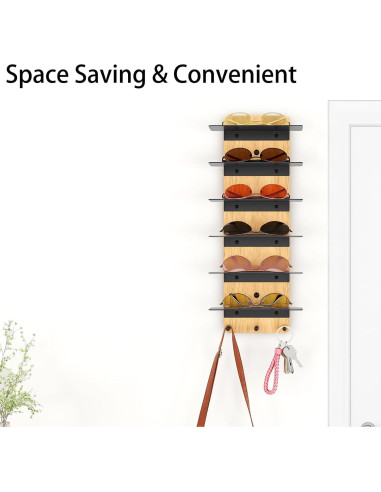 Organizador de Gafas de Sol XEENEW Montado en Pared Negro