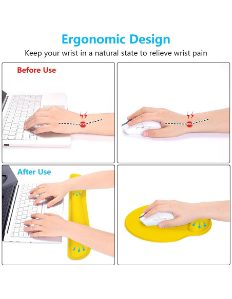 Reposamuñecas Ergonómico Dapesuom Amarillo Albaricoque Reposamuñecas Ergonómico Dapesuom Amarillo Albaricoque