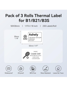 Conjunto 3 Rollos Etiquetas NIIMBOT 50x30mm Impermeables 2