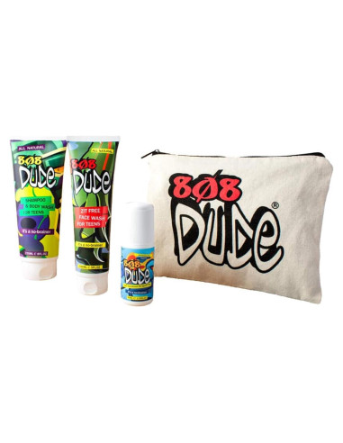 Kit de Cuidado de Piel Adolescente 808 Dude - Champú, Gel, Limpiador y Desodorante