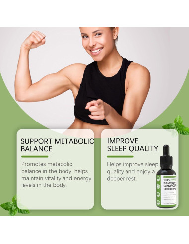 Gotas Líquidas de Soursop Graviola KUNLEN 60ml - Vegano, No OGM