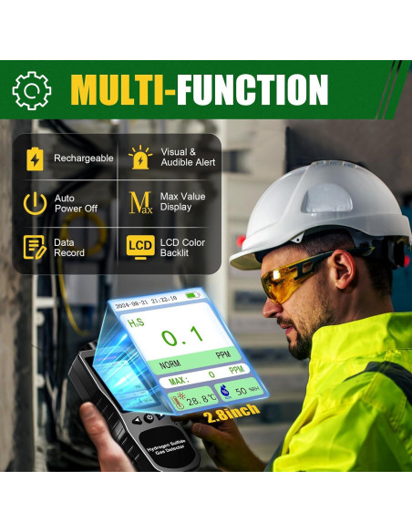 Detector de H2S ZYKYCX Portátil 0-100 PPM con Alarma Detector de H2S ZYKYCX Portátil 0-100 PPM con Alarma