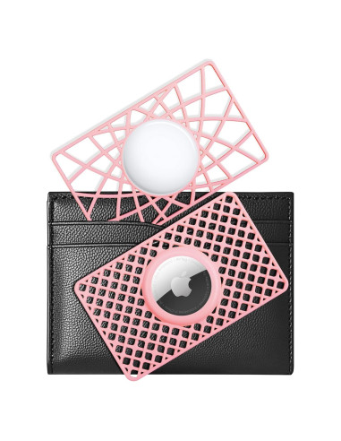 Soporte de Cartera Airtag WALNEW 2 Pack Ultra Delgado Rosa