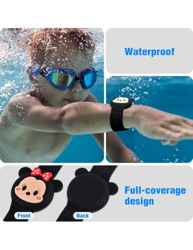 Soporte Pulsera AirTag Niños ZHOC Negro Caricatura Linda