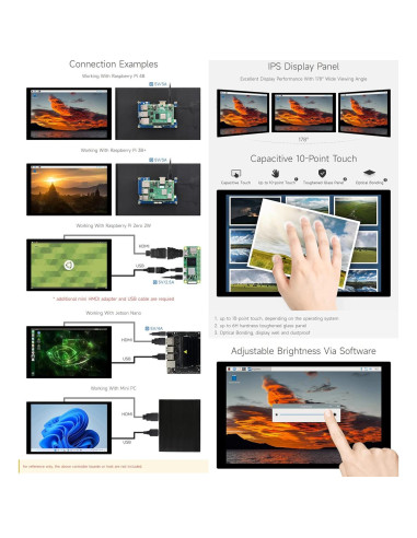 Pantalla LCD Táctil Waveshare 10.1" 1280x800 HDMI