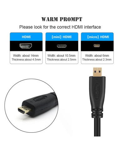 Cable Micro HDMI a HDMI 1.5m Tobysome para GoPro y Cámaras