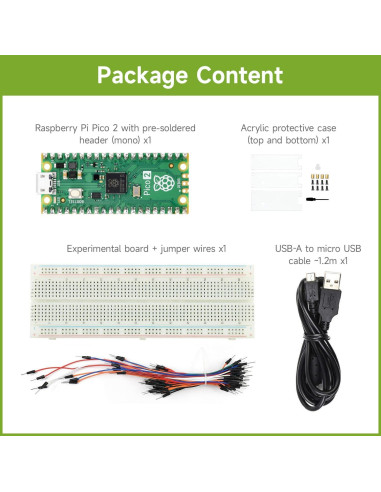 Kit de Inicio Waveshare Raspberry Pi Pico 2 - Doble Núcleo