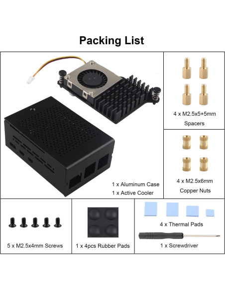 Caja de Aluminio ZDE ZC502 con Enfriador PWM ZP536 para Raspberry Pi 5 Caja de Aluminio ZDE ZC502 con Enfriador PWM ZP536 para Raspberry Pi 5