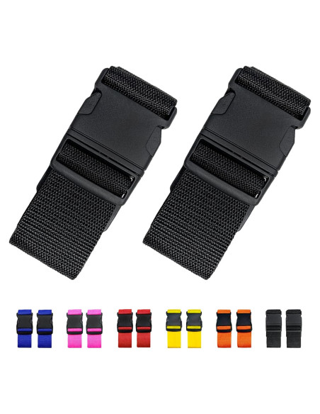 Correas de Equipaje Ajustables Jcpmcxs 2 Pack Negro 120-200 cm Correas de Equipaje Ajustables Jcpmcxs 2 Pack Negro 120-200 cm