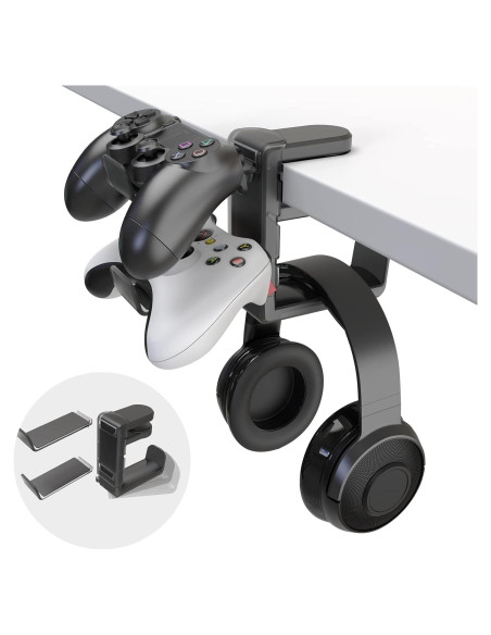 Soporte 3-en-1 para Auriculares y Controladores EURPMASK - Negro Soporte 3-en-1 para Auriculares y Controladores EURPMASK - Negro