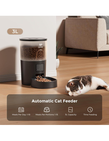 Comedero Automático IMIPAW 3L para Gatos - Programable y Doble Energía
