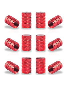 Tapas de Válvula de Neumático SINGARO 12 Piezas Aluminio Rojo