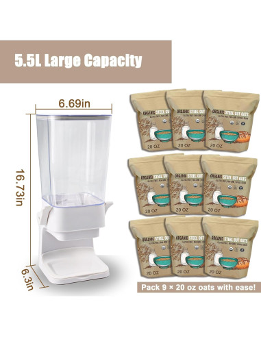 Dispensador de Cereal Meegoo 5.5L Hermético para Alimentos Secos
