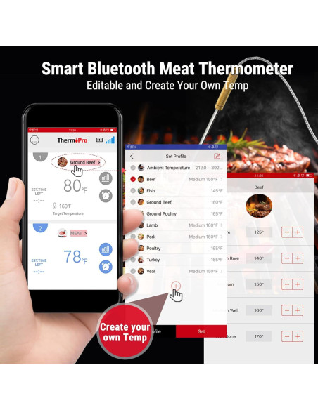 Termómetro de Carne ThermoPro TP25 Bluetooth 198m 4 Sondas Termómetro de Carne ThermoPro TP25 Bluetooth 198m 4 Sondas
