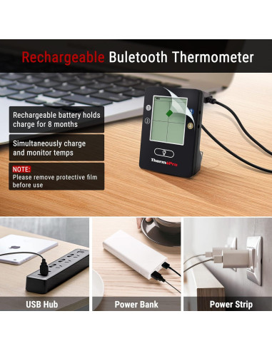 Termómetro de Carne ThermoPro TP25 Bluetooth 198m 4 Sondas