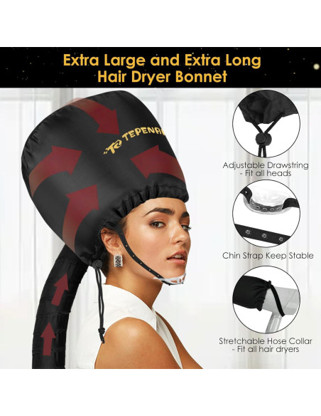 Capucha para Secador de Pelo TEPENAR Grande Ajustable - Negro Capucha para Secador de Pelo TEPENAR Grande Ajustable - Negro
