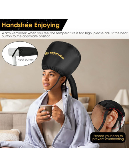 Capucha para Secador de Pelo TEPENAR Grande Ajustable - Negro Capucha para Secador de Pelo TEPENAR Grande Ajustable - Negro