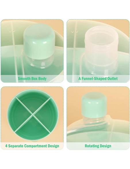 Dispensador de Fórmula Accmor Verde 4 Compartimentos a Prueba de Derrames Dispensador de Fórmula Accmor Verde 4 Compartimentos a Prueba de Derrames