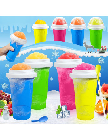 Paquete de 2 Tazas Slushie Tgosomt 330ml Azul Verde