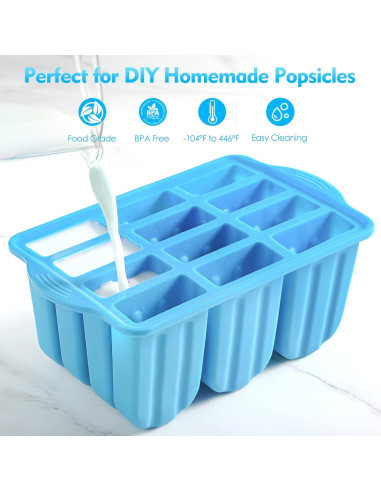 Moldes de Paletas de Hielo Sin BPA Sinnsally 12 Piezas 90ML
