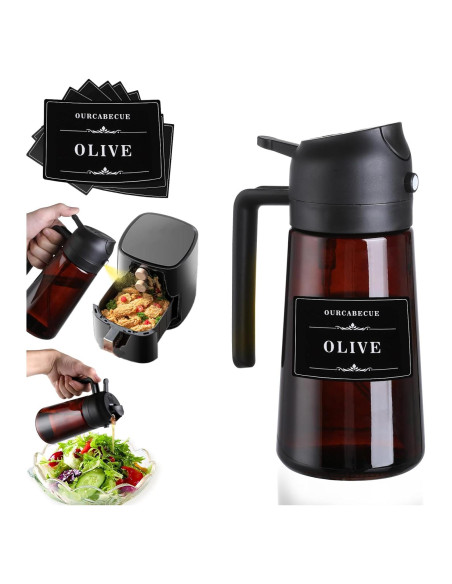 Rociador de Aceite de Vidrio OURCABECUE 470ml 2 en 1 con Etiquetas Rociador de Aceite de Vidrio OURCABECUE 470ml 2 en 1 con Etiquetas
