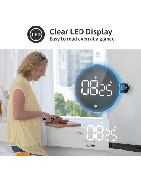Temporizador de Cocina Digital VOCOO Magnético 99 Minutos Blanco Temporizador de Cocina Digital VOCOO Magnético 99 Minutos Blanco