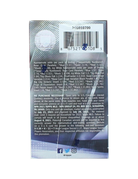 Caja Blaster Fútbol MLS Topps 2021 - 48 Tarjetas + 4 Foil Caja Blaster Fútbol MLS Topps 2021 - 48 Tarjetas + 4 Foil