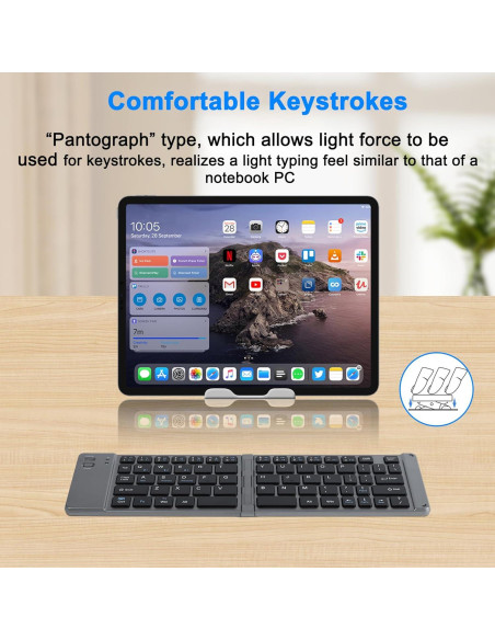 Teclado Bluetooth Plegable GUGUELEC Gris Multi Dispositivo Teclado Bluetooth Plegable GUGUELEC Gris Multi Dispositivo