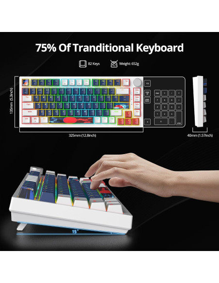 Teclado Mecánico GTSP 75% RGB 82 Teclas Gasket Azul Teclado Mecánico GTSP 75% RGB 82 Teclas Gasket Azul