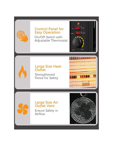 Calentador Radiante Eléctrico Chic Now RHB-02-001 1250W/1500W Calentador Radiante Eléctrico Chic Now RHB-02-001 1250W/1500W