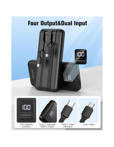 Cargador Portátil 10000mAh AsperX 2-Pack USB-C Carga Rápida