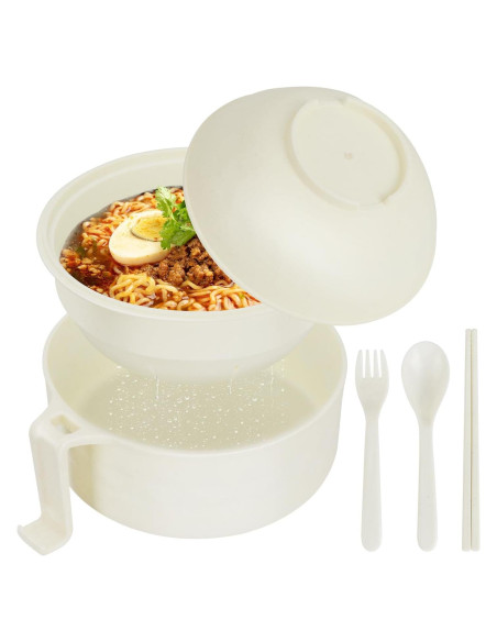 Juego de Tazones de Ramen UUGLAM 0.95 L para Microondas Beige Juego de Tazones de Ramen UUGLAM 0.95 L para Microondas Beige