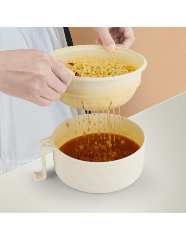 Juego de Tazones de Ramen UUGLAM 0.95 L para Microondas Beige