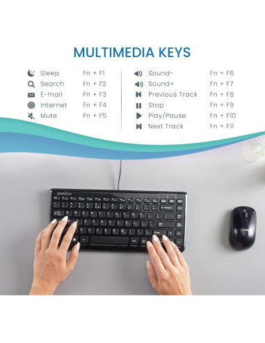 Teclado Mini USB Perixx PERIBOARD-407B - Negro Brillante