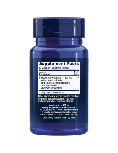 Suplemento Ashwagandha Life Extension 60 Cápsulas - Alivio Estrés