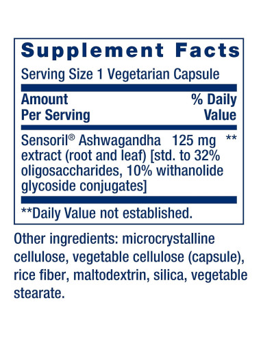 Suplemento Ashwagandha Life Extension 60 Cápsulas - Alivio Estrés