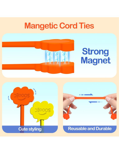 Sujetadores Magnéticos SOOOEC 8 Piezas 18.3 cm Silicona Colorida