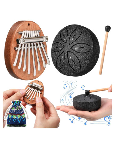 Set Mini Instrumentos Musicales Kalimba y Tambor de Acero
