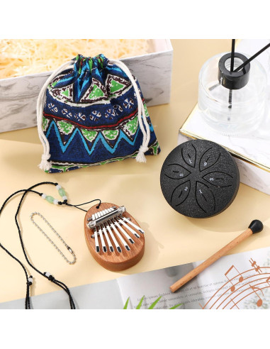 Set Mini Instrumentos Musicales Kalimba y Tambor de Acero