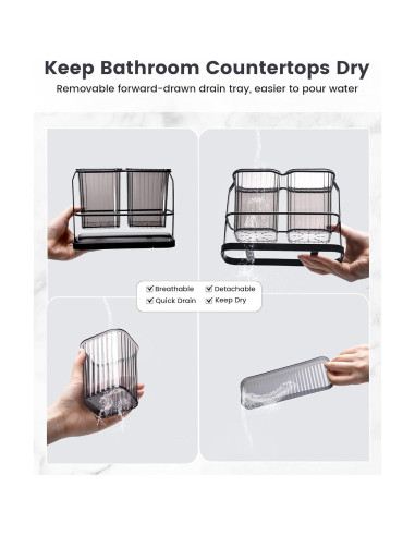 Soporte de Cepillos de Dientes KONE Negro Montado en Pared