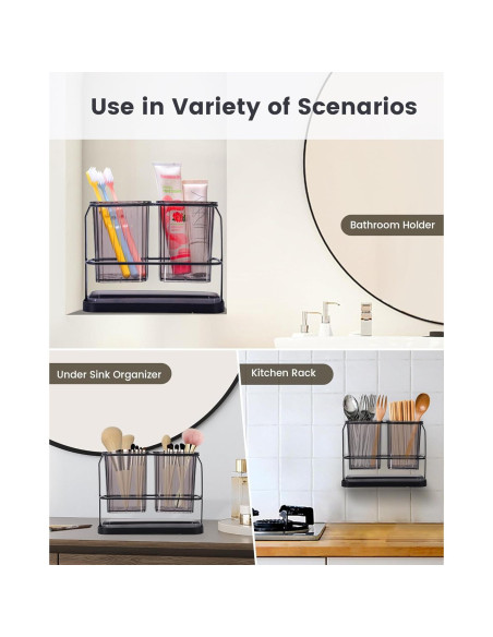 Soporte de Cepillos de Dientes KONE Negro Montado en Pared Soporte de Cepillos de Dientes KONE Negro Montado en Pared
