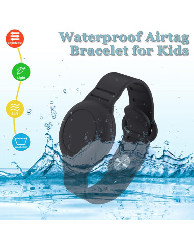 Pulsera Impermeable para Niños Tyanuzz con Soporte AirTag Negro