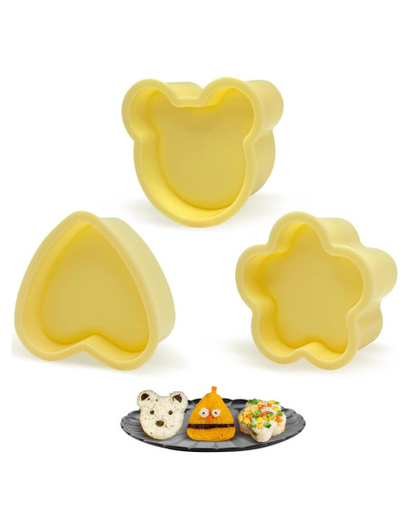 Juego de 3 Moldes de Arroz Upoomart - Corazón, Oso y Flor Juego de 3 Moldes de Arroz Upoomart - Corazón, Oso y Flor