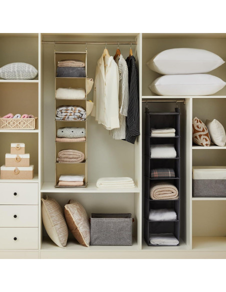 Organizador Colgante de Closet YOUDENOVA 6 Estantes Beige