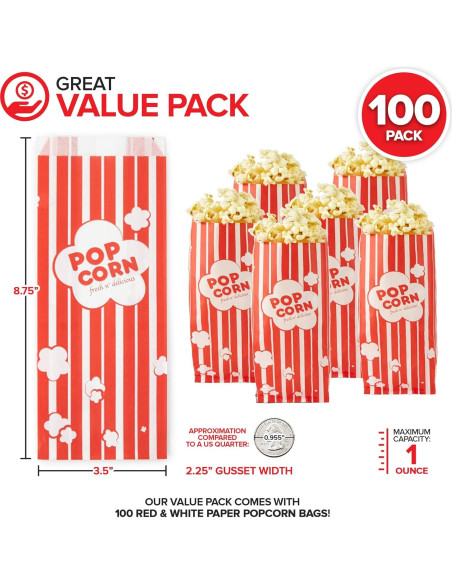 Bolsas de Papel para Palomitas Stock Your Home 100 Unidades 28g Bolsas de Papel para Palomitas Stock Your Home 100 Unidades 28g