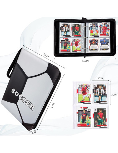 Carpeta de Cartas CDROPS para Fútbol y TCG, 400 Cartas, Negro