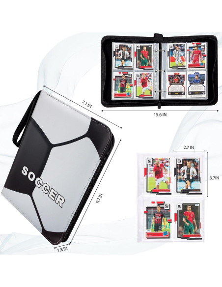 Carpeta de Cartas CDROPS para Fútbol y TCG, 400 Cartas, Negro