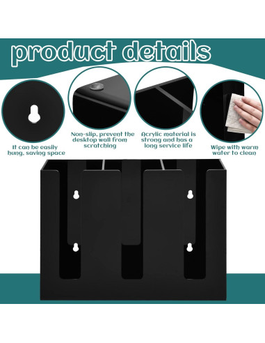 Organizador de Tazas de Café Acrílico Cunhill 3 Compartimentos Negro
