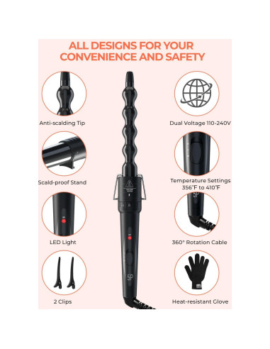 Set Rizador 5 en 1 Ohuhu Cerámico Intercambiable Negro