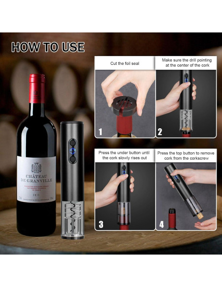 Juego de abridor de vino eléctrico OYNUPIKR con aireador y tapón Juego de abridor de vino eléctrico OYNUPIKR con aireador y tapón